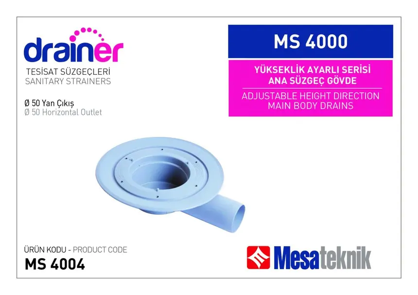 MS 4000 Yükseklik Ayarlı Ana Süzgeç Gövdesi
