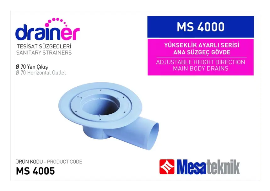 MS 4000 Yükseklik Ayarlı Ana Süzgeç Gövdesi