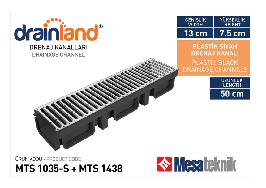 MTS 1035-S Genişlik 130 mm Derinlik 75 mm Uzunluk 50 cm Siyah Renk