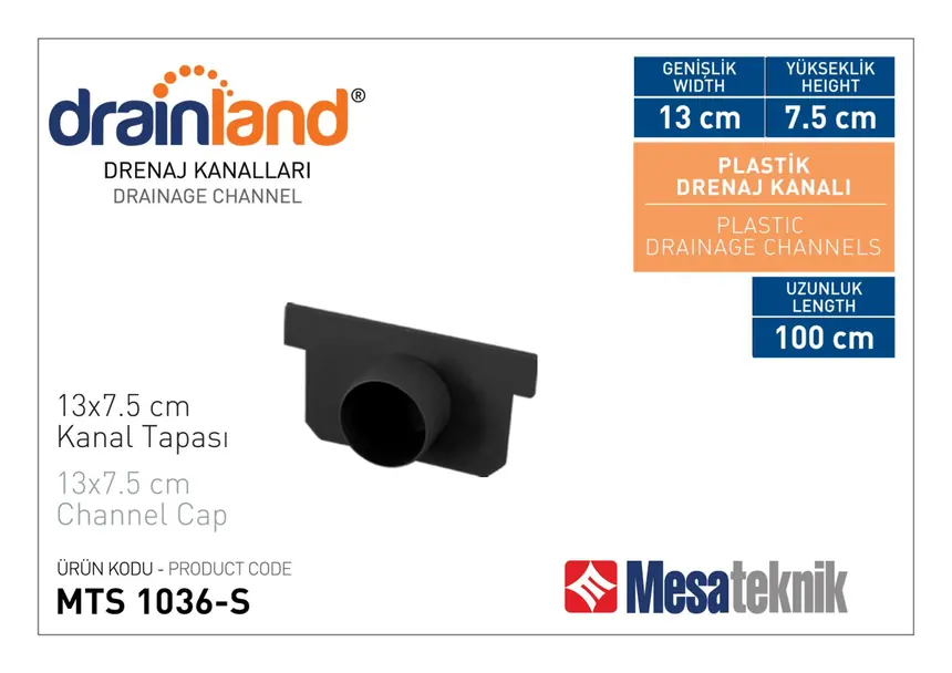 MTS 3035-S Genişlik 130 mm Derinlik 75 mm Uzunluk 100 cm Siyah Renk