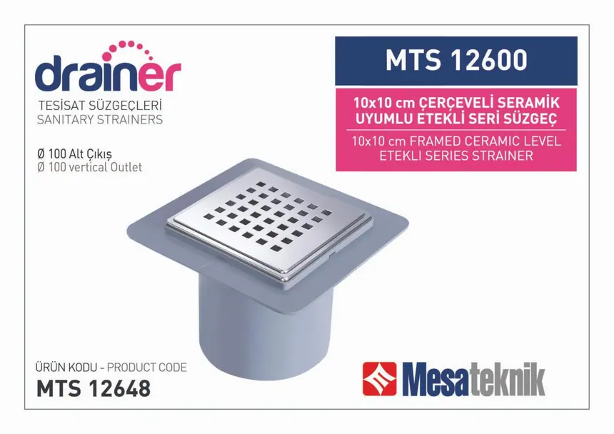MTS 12600 Etekli Serisi Paslanmaz Çerçeveli 10 cm