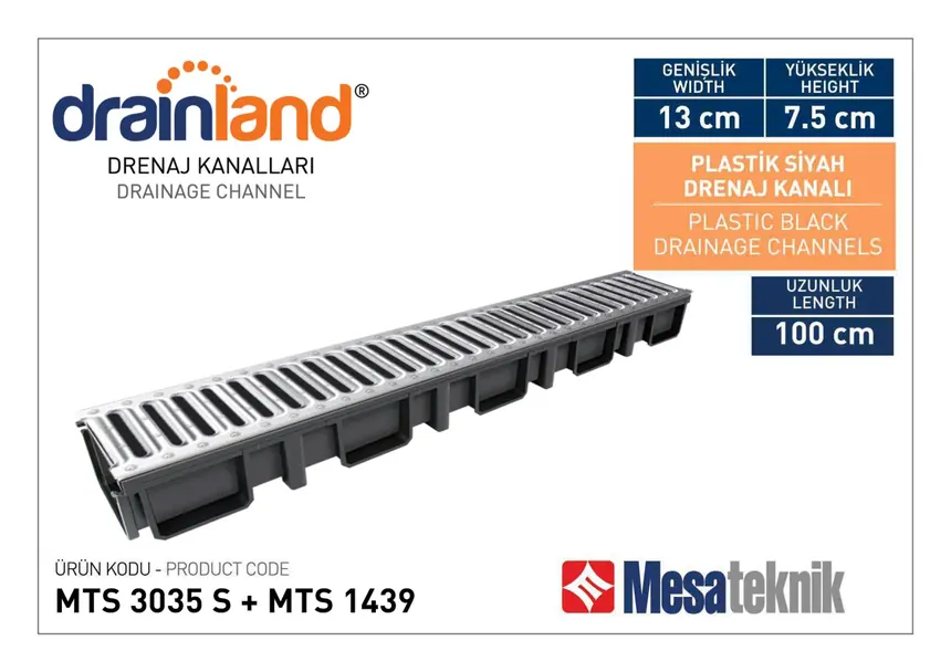 MTS 3035-S Genişlik 130 mm Derinlik 75 mm Uzunluk 100 cm Siyah Renk