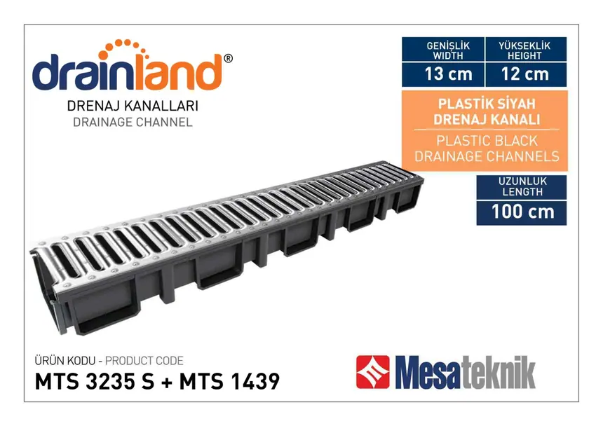 MTS 3235-S Genişlik 130 mm Derinlik 120 mm Uzunluk 100 cm Siyah Renk