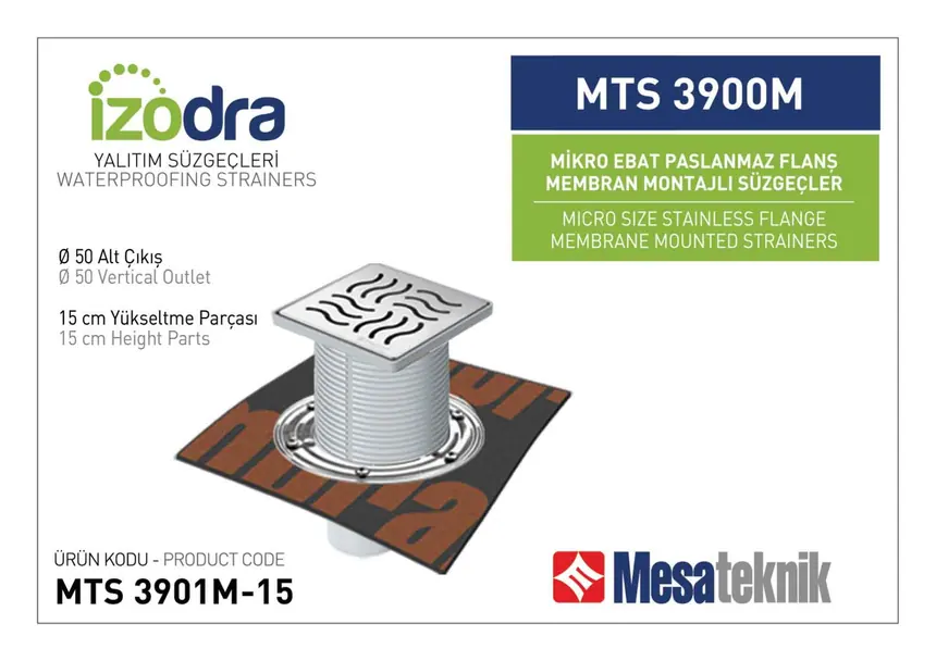 MTS 3900M Paslanmaz Flanş Membran Montajlı Süzgec Sistemleri Mikro Ebat