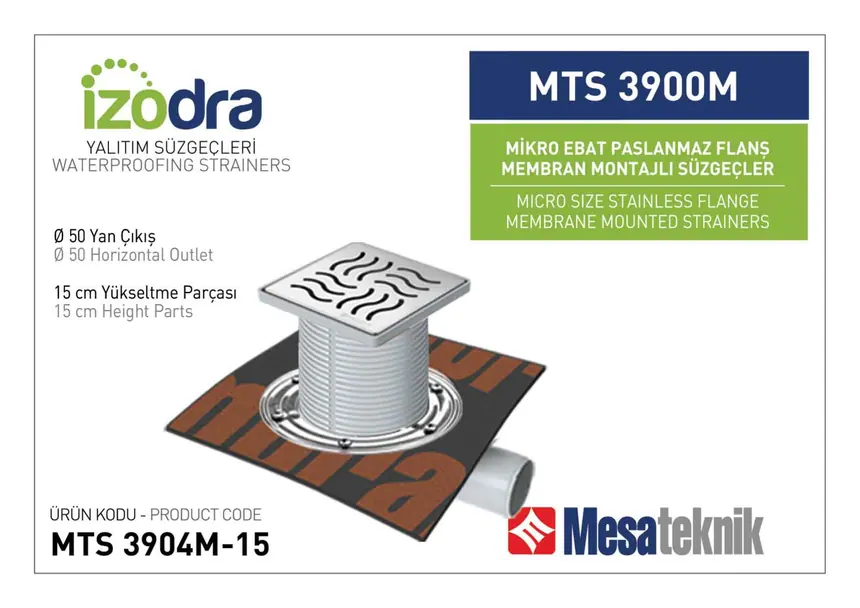 MTS 3900M Paslanmaz Flanş Membran Montajlı Süzgec Sistemleri Mikro Ebat