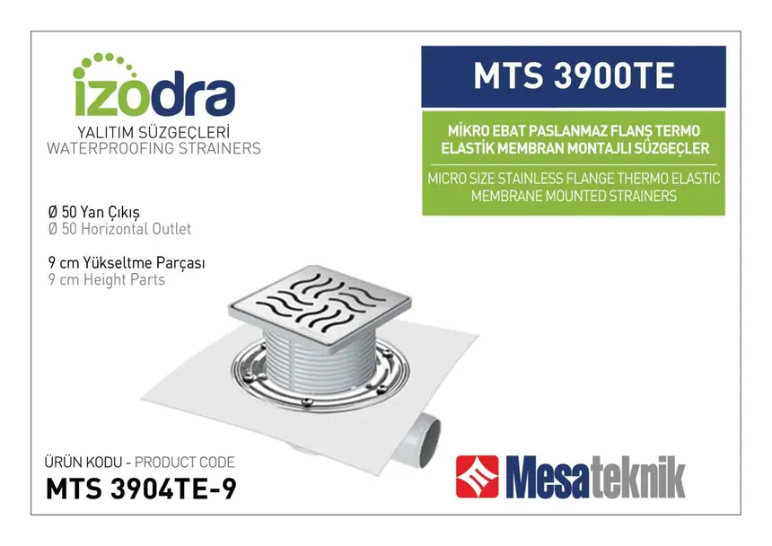 MTS 3900TE Termo Elastik Örtü Paslanmaz Flanş Montajlı Süzgec Sistemleri Mikro Ebat
