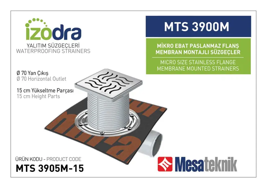 MTS 3900M Paslanmaz Flanş Membran Montajlı Süzgec Sistemleri Mikro Ebat