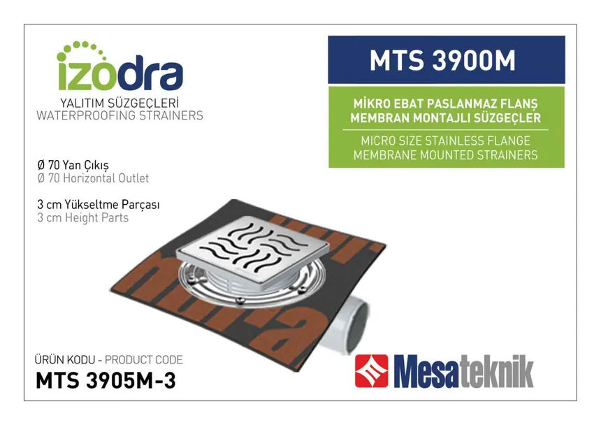 MTS 3900M Paslanmaz Flanş Membran Montajlı Süzgec Sistemleri Mikro Ebat