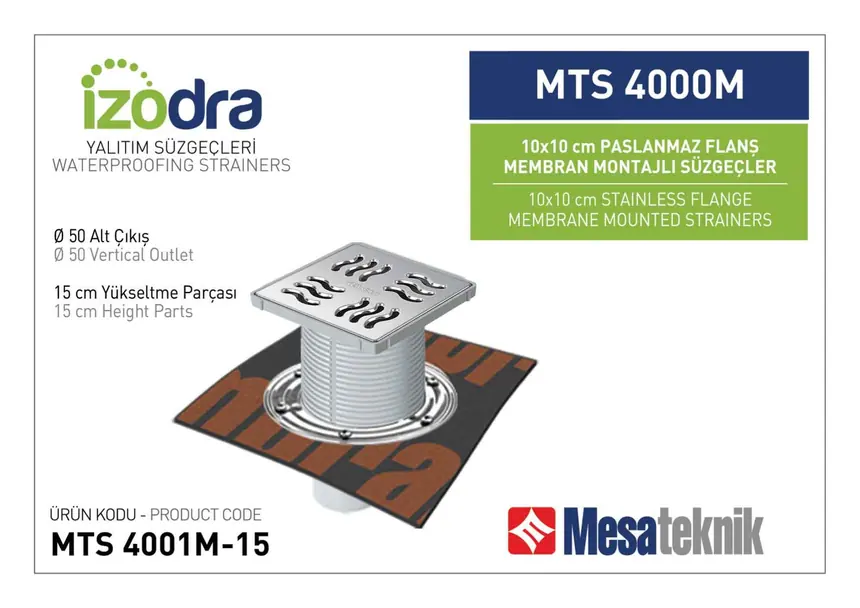 MTS 4000M Paslanmaz Flanş Membran Montajlı Süzgec Sistemleri 10 cm