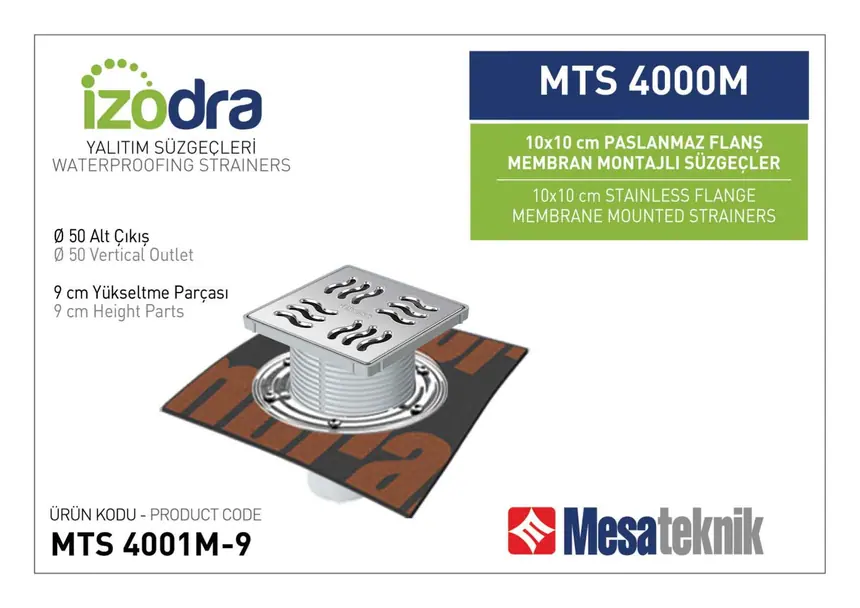 MTS 4000M Paslanmaz Flanş Membran Montajlı Süzgec Sistemleri 10 cm