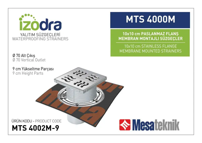 MTS 4000M Paslanmaz Flanş Membran Montajlı Süzgec Sistemleri 10 cm