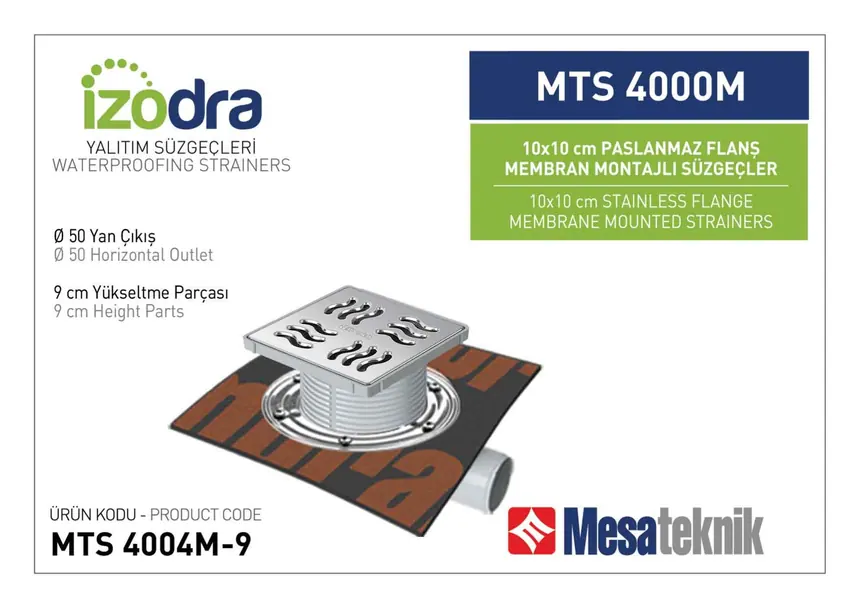 MTS 4000M Paslanmaz Flanş Membran Montajlı Süzgec Sistemleri 10 cm