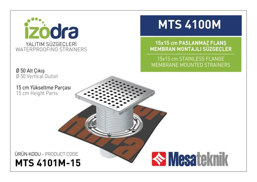 MTS 4100M Paslanmaz Flanş Membran Montajlı Süzgec Sistemleri 15 cm