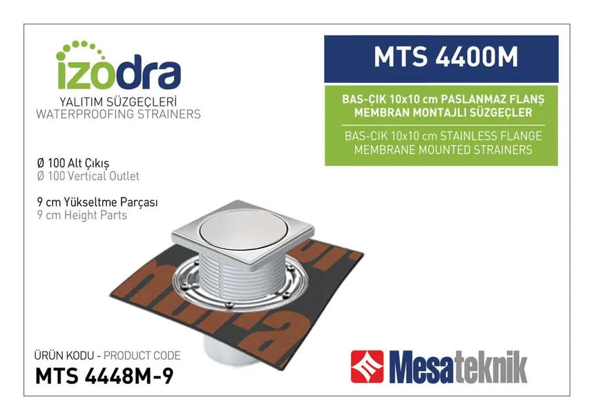 MTS 4400M Paslanmaz Flanş Membran Montajlı Süzgec Sistemleri 10 cm BasÇık