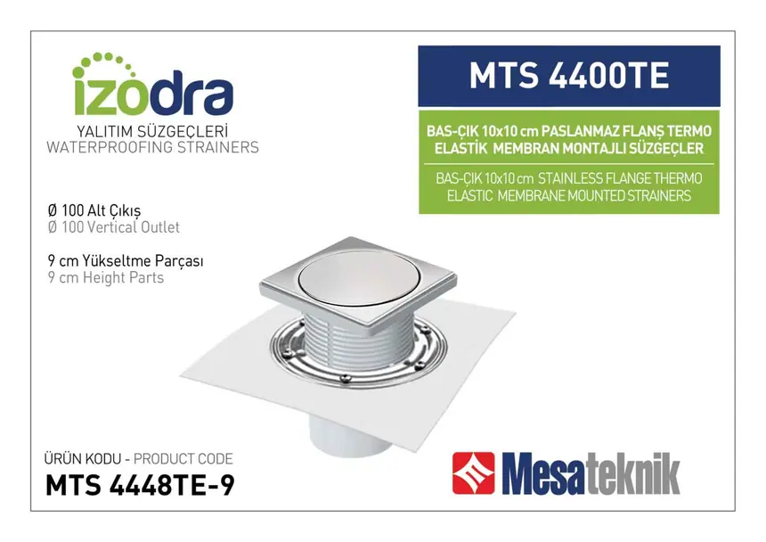 MTS 4400TE Termo Elastik Örtü Paslanmaz Flanş Montajlı Süzgec Sistemleri 10 cm BasÇık