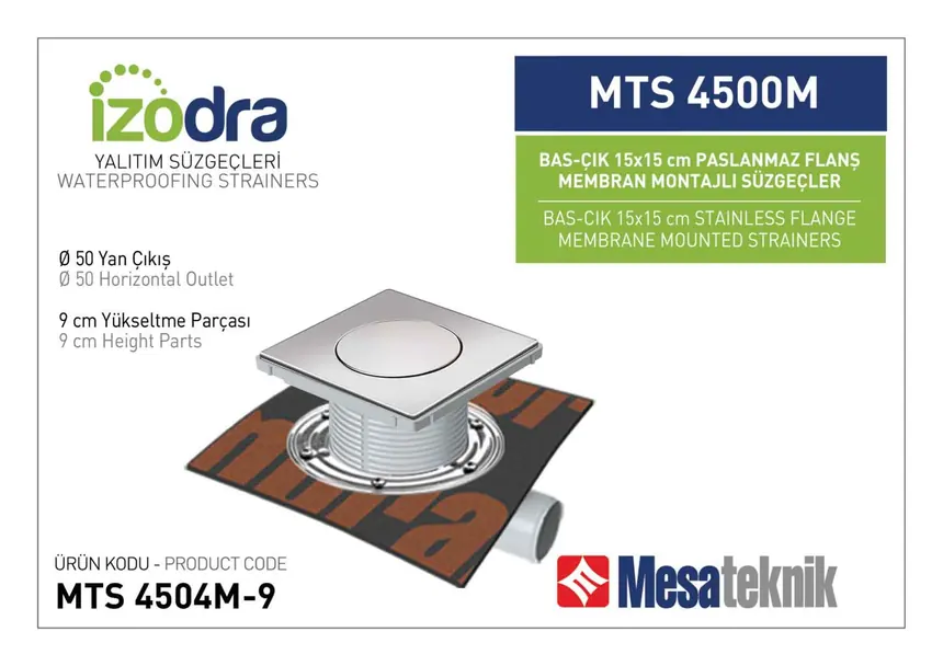 MTS 4500M Paslanmaz Flanş Membran Montajlı Süzgec Sistemleri 15 cm BasÇık