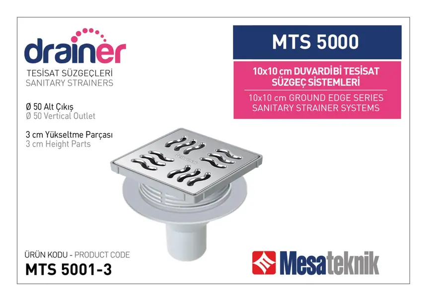 MTS 5000 10 cm Duvardibi Tesisat Süzgeç Sistemleri