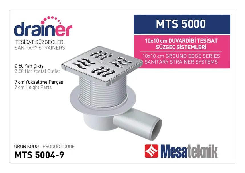 MTS 5000 10 cm Duvardibi Tesisat Süzgeç Sistemleri
