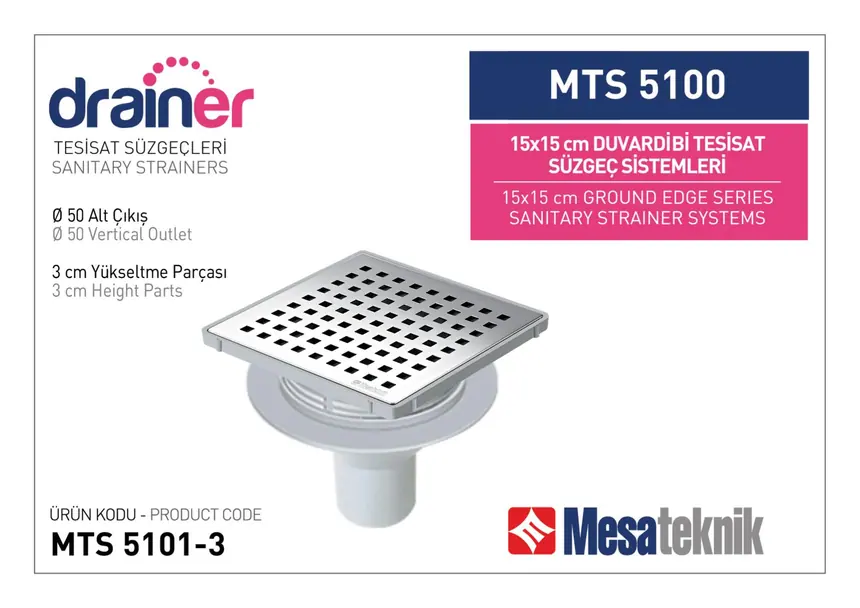 MTS 5100 15 cm Duvardibi Tesisat Süzgeç Sistemleri