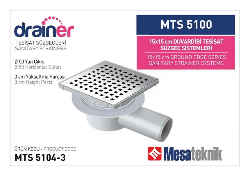 MTS 5100 15 cm Duvardibi Tesisat Süzgeç Sistemleri