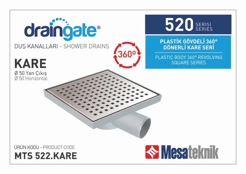 MTS 520 Plastik Gövdeli 360º Dönerli 20 cm Kare Seri