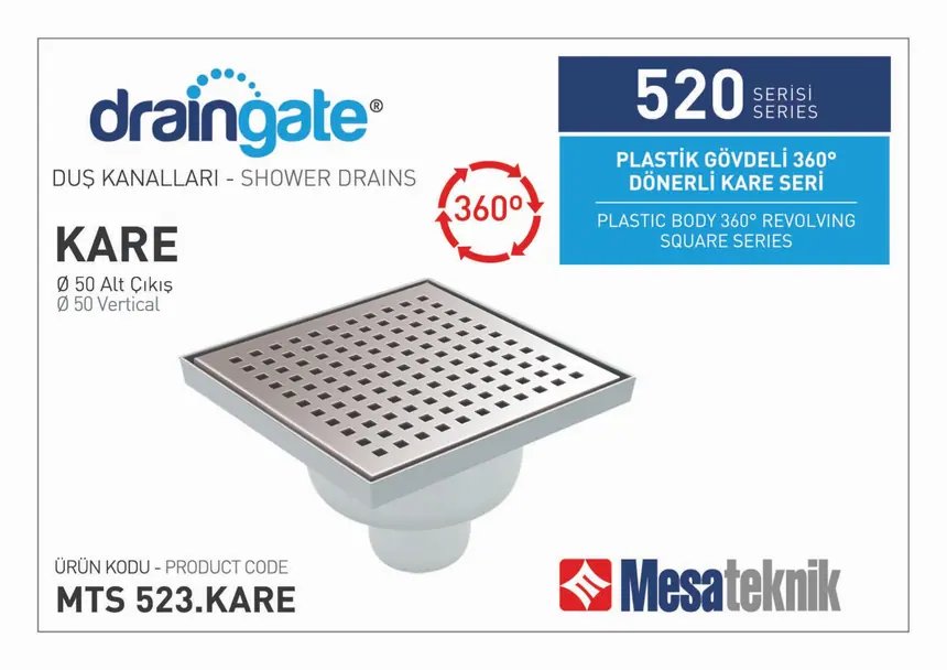 MTS 520 Plastik Gövdeli 360º Dönerli 20 cm Kare Seri