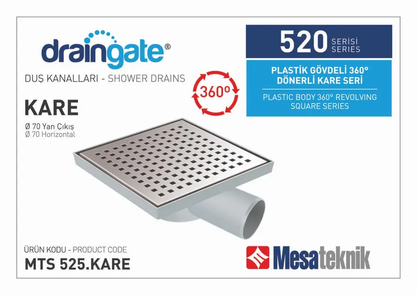 MTS 520 Plastik Gövdeli 360º Dönerli 20 cm Kare Seri