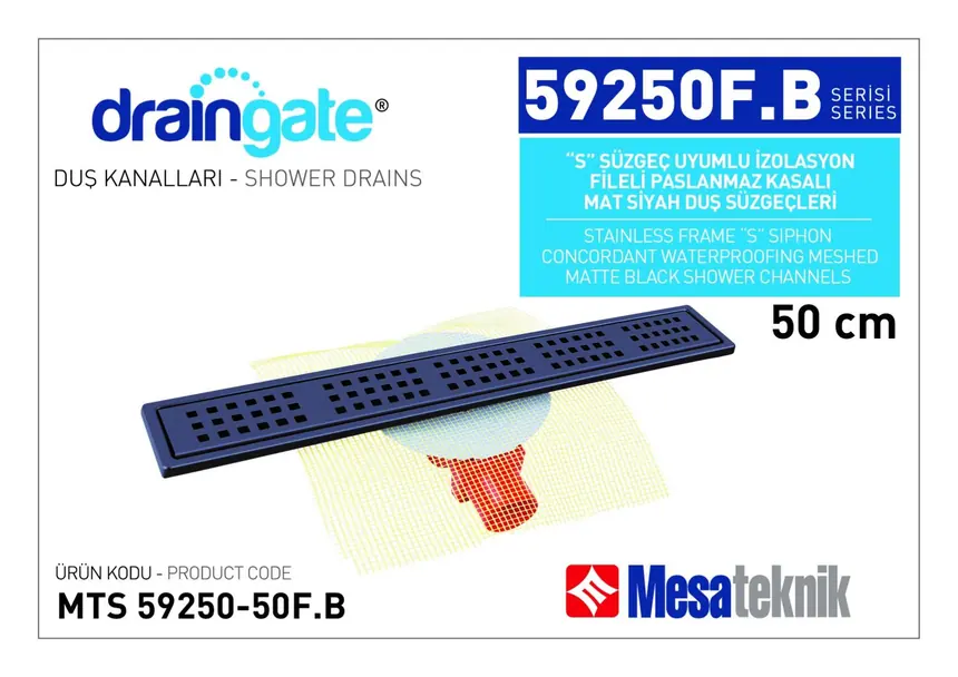 MTS 59250BF S Sifonlu İzolasyon Fileli Paslanmaz Kasalı Mat Siyah Kaplama