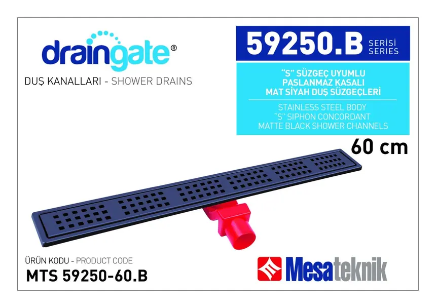 MTS 59250B S Sifon Uyumlu Paslanmaz Kasalı Seri Mat Siyah Kaplama