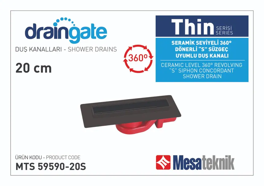 MTS 59590S Thin Serisi 360º Dönerli S Süzgeç Uyumlu Siyah Gövde