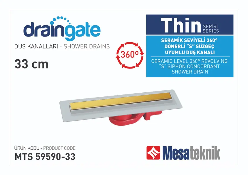 MTS 59590 Thin Serisi 360º Dönerli S Süzgeç Uyumlu Gri Gövde
