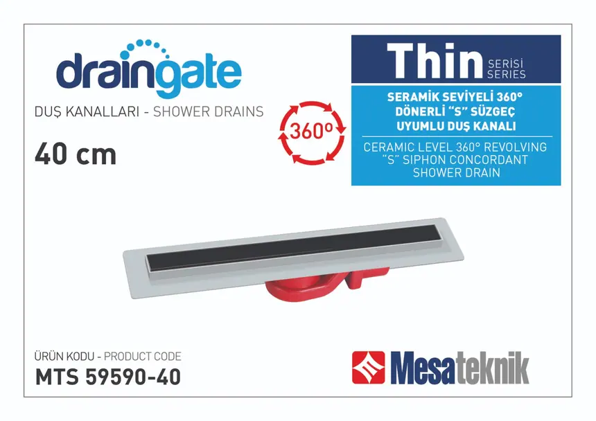 MTS 59590 Thin Serisi 360º Dönerli S Süzgeç Uyumlu Gri Gövde