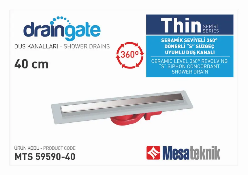 MTS 59590 Thin Serisi 360º Dönerli S Süzgeç Uyumlu Gri Gövde