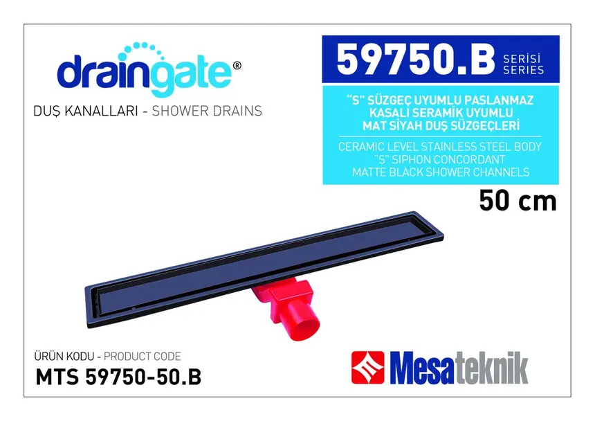 MTS 59750B S Sifon Uyumlu Seramik Montajlı Seri Mat Siyah Kaplama