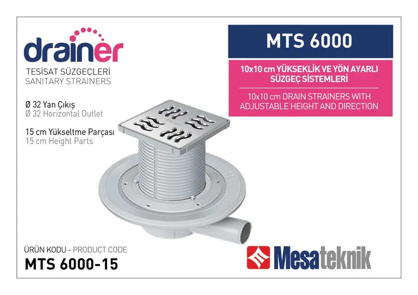 MTS 6000 10 cm Yükseklik ve Yön Ayarlı Tesisat Sistemleri