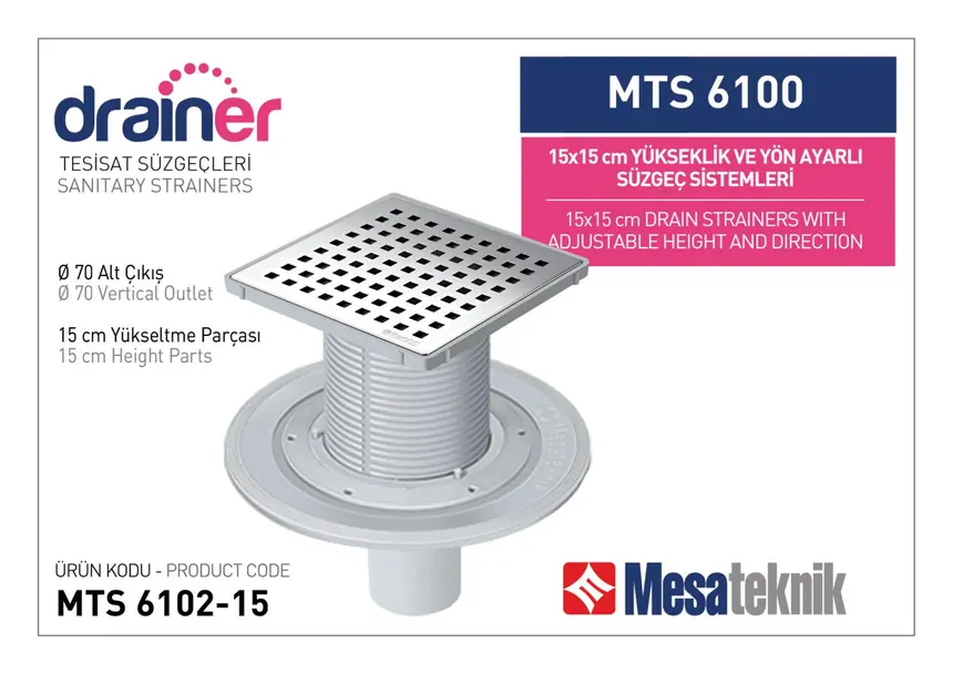 MTS 6100 15 cm Yükseklik ve Yön Ayarlı Tesisat Sistemleri