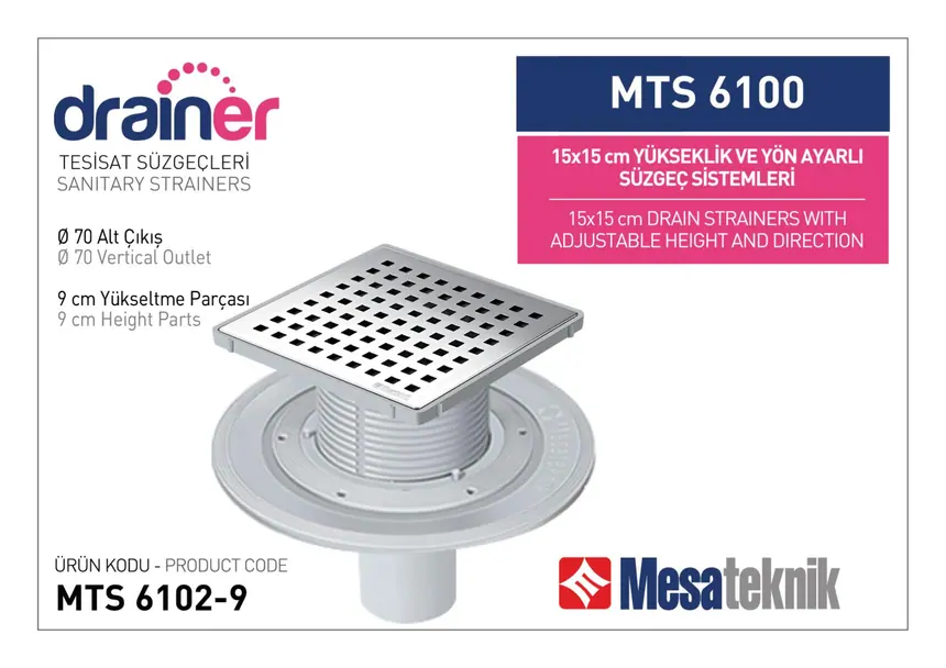 MTS 6100 15 cm Yükseklik ve Yön Ayarlı Tesisat Sistemleri