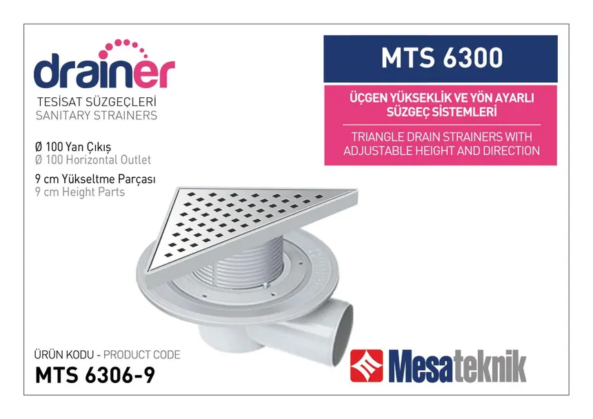MTS 6300 20 cm Üçgen Yükseklik ve Yön Ayarlı Tesisat Sistemleri