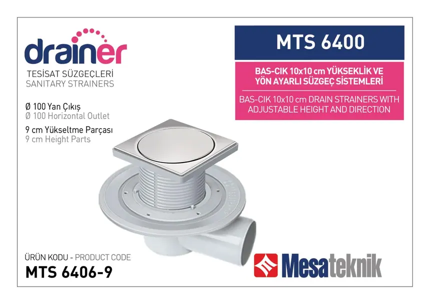 MTS 6400 10 cm BasÇık Yükseklik ve Yön Ayarlı Tesisat Sistemleri