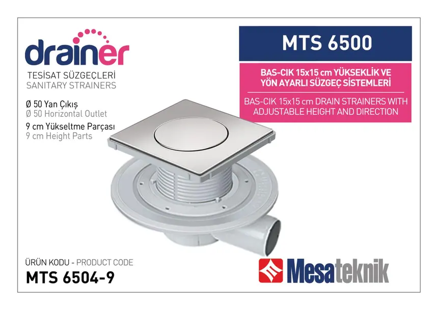 MTS 6500 15 cm BasÇık Yükseklik ve Yön Ayarlı Tesisat Sistemleri