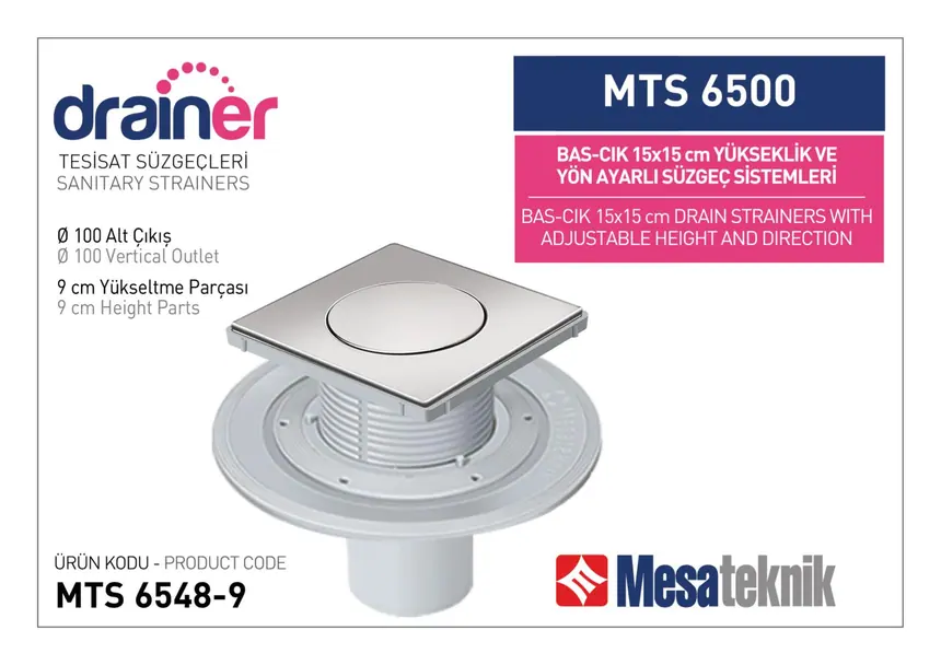 MTS 6500 15 cm BasÇık Yükseklik ve Yön Ayarlı Tesisat Sistemleri