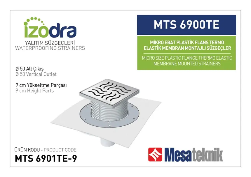 MTS 6900TE Termo Elastik Örtü Plastik Flanş Montajlı Süzgec Sistemleri Mikro Ebat