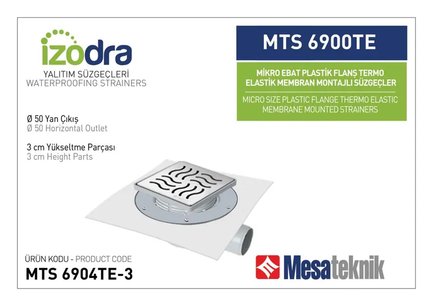 MTS 6900TE Termo Elastik Örtü Plastik Flanş Montajlı Süzgec Sistemleri Mikro Ebat