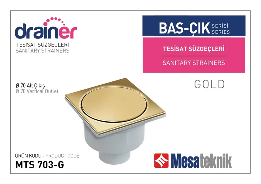 MTS 700G Basçık Serisi Gold Kaplama Tesisat Süzgeci