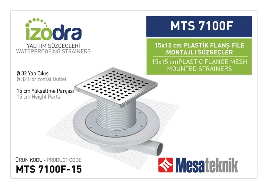 MTS 7100F Fileli Plastik Flanş Montajlı Süzgec Sistemleri 15 cm