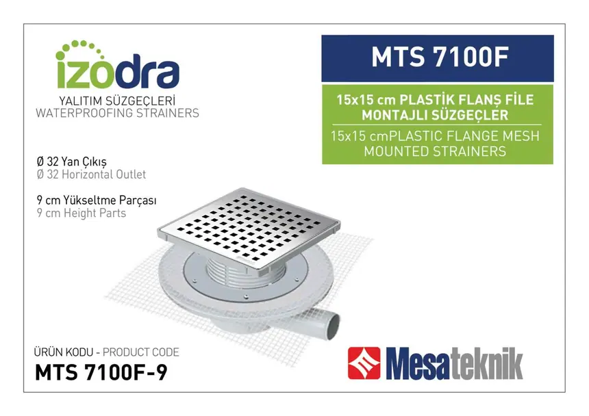 MTS 7100F Fileli Plastik Flanş Montajlı Süzgec Sistemleri 15 cm
