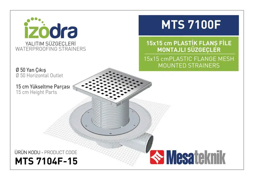 MTS 7100F Fileli Plastik Flanş Montajlı Süzgec Sistemleri 15 cm