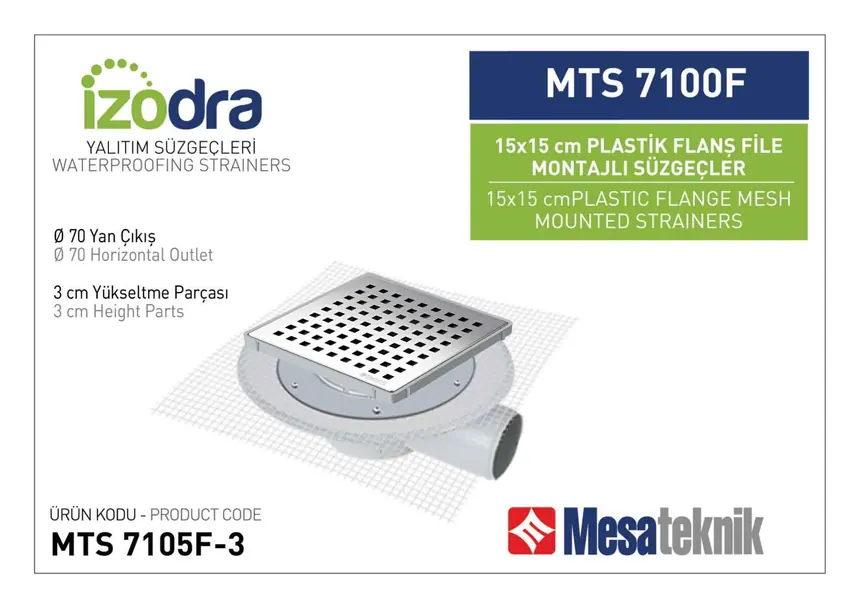 MTS 7100F Fileli Plastik Flanş Montajlı Süzgec Sistemleri 15 cm