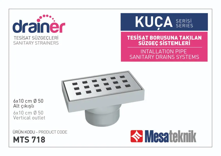 MTS 708 Kuça Serisi Paslanmaz Izgaralı Süzgeçler
