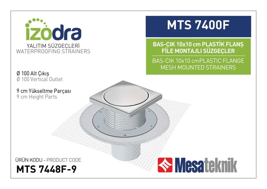 MTS 7400F Fileli Plastik Flanş Montajlı Süzgec Sistemleri 10 cm BasÇı